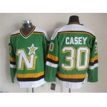 Men's Minnesota North Stars #30 Jon Casey 1988-89 Green CCM Vintage Throwback Jersey