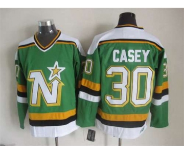 Men's Minnesota North Stars #30 Jon Casey 1988-89 Green CCM Vintage Throwback Jersey