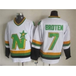 Men's Minnesota North Stars #7 Neal Broten 1988-89 White CCM Vintage Throwback Jersey