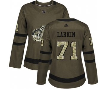 Adidas Detroit Red Wings #71 Dylan Larkin Green Salute to Service Women's Stitched NHL Jersey