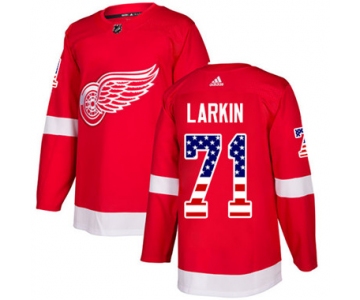 Adidas Detroit Red Wings #71 Dylan Larkin Red Home Authentic USA Flag Stitched Youth NHL Jersey