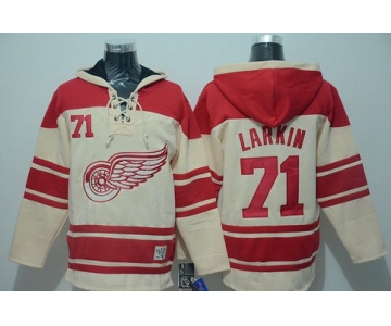 Men's Detroit Red Wings #71 Dylan Larkin Old Time Hockey Cream Hoodie