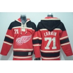 Men's Detroit Red Wings #71 Dylan Larkin Old Time Hockey Red Hoodie