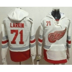 Men's Detroit Red Wings #71 Dylan Larkin Reebok White 2017 Centennial Classic Premier Old Time Hockey Hoodie