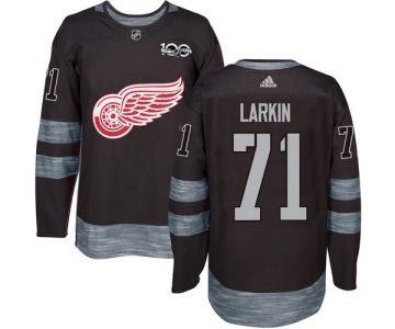 Red Wings #71 Dylan Larkin Black 1917-2017 100th Anniversary Stitched NHL Jersey