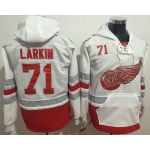 Red Wings #71 Dylan Larkin White Name & Number Pullover NHL Hoodie