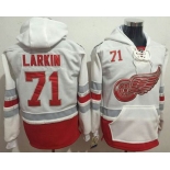 Red Wings #71 Dylan Larkin White Name & Number Pullover NHL Hoodie