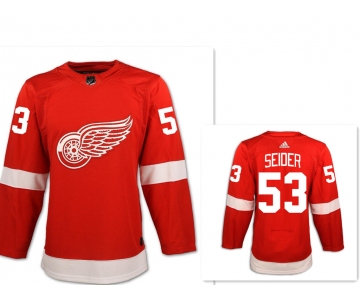 Men's Detroit Red Wings #53 Moritz Seider Red Home Hockey Stitched NHL Jersey