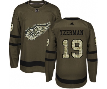 Adidas Detroit Red Wings #19 Steve Yzerman Green Salute to Service Stitched Youth NHL Jersey