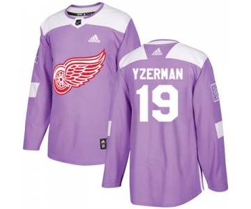 Adidas Detroit Red Wings #19 Steve Yzerman Purple Authentic Fights Cancer Stitched Youth NHL Jersey