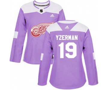 Adidas Detroit Red Wings #19 Steve Yzerman Purple Authentic Fights Cancer Women's Stitched NHL Jersey