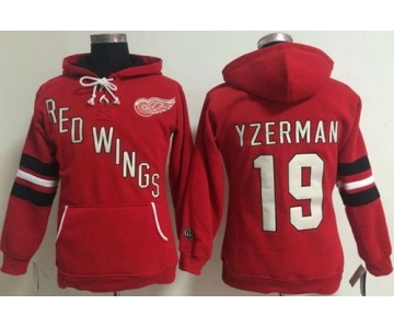 Detroit Red Wings #19 Steve Yzerman Red Women's Old Time Heidi NHL Hoodie