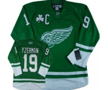 Detroit Red Wings #19 Steve Yzerman St. Patrick's Day Green Jersey