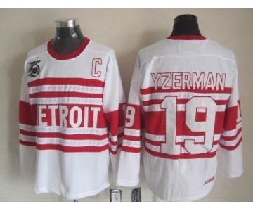 Detroit Red Wings #19 Steve Yzerman White 75TH Throwback CCM Jersey