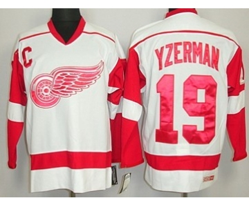 Detroit Red Wings #19 Steve Yzerman White Throwback CCM Jersey