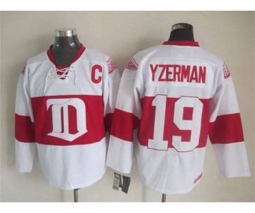 Men's Detroit Red Wings #19 Steve Yzerman 2008-09 White CCM Vintage Throwback Jersey