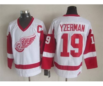 Men's Detroit Red Wings #19 Steve Yzerman White CCM Vintage Throwback Jersey