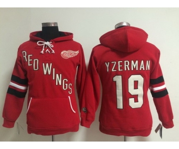 Old Time Hockey Detroit Red Wings #19 Steve Yzerman Red Womens Hoodie