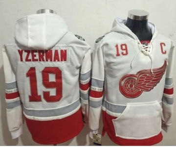 Red Wings #19 Steve Yzerman White Name & Number Pullover NHL Hoodie