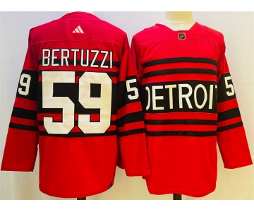 Men's Detroit Red Wings #59 Tyler Bertuzzi Red 2022-23 Reverse Retro Stitched Jersey