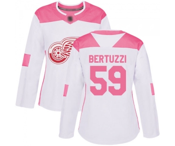 Women's Detroit Red Wings Authentic #59 Tyler Bertuzzi White Pink Fashion Jersey