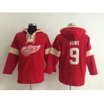 2014 Old Time Hockey Detroit Red Wings #9 Gordie Howe Red Hoodie