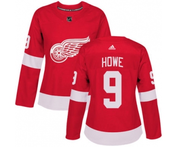 Adidas Detroit Red Wings #9 Gordie Howe Red Home Authentic Women's Stitched NHL Jersey