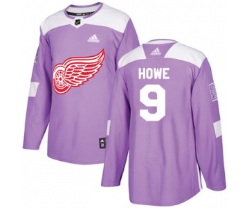 Adidas Red Wings #9 Gordie Howe Purple Authentic Fights Cancer Stitched NHL Jersey