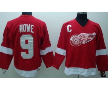 Detroit Red Wings #9 Gordie Howe Red Throwback CCM Jersey