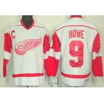 Detroit Red Wings #9 Gordie Howe White Throwback CCM Jersey