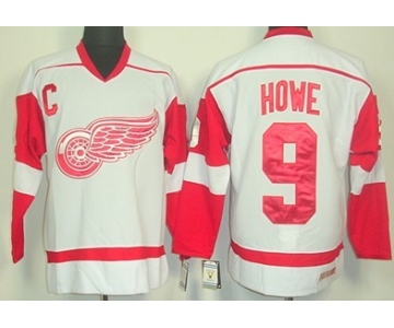 Detroit Red Wings #9 Gordie Howe White Throwback CCM Jersey