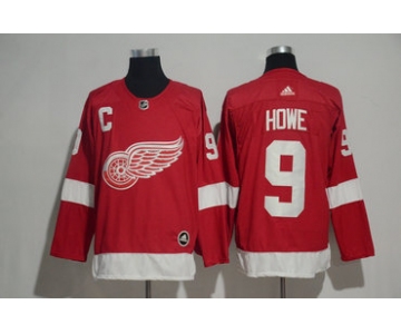 Men's Detroit Red Wings #9 Gordie Howe Red Home 2017-2018 adidas Hockey Stitched NHL Jersey