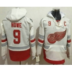 Men's Detroit Red Wings #9 Gordie Howe Reebok White 2017 Centennial Classic Premier Old Time Hockey Hoodie