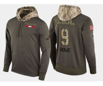 Nike Detroit Red Wings 9 Gordie Howe Retired Olive Salute To Service Pullover Hoodie