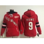 Old Time Hockey Detroit Red Wings #9 Gordie Howe Red Womens Hoodie