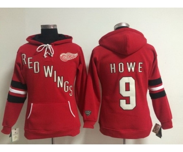 Old Time Hockey Detroit Red Wings #9 Gordie Howe Red Womens Hoodie