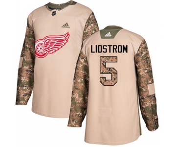 Adidas Detroit Red Wings #5 Nicklas Lidstrom Camo Authentic 2017 Veterans Day Stitched Youth NHL Jersey