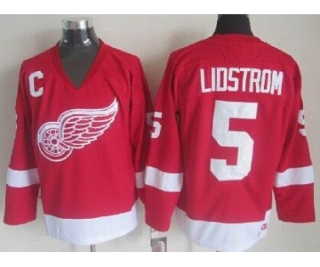 Detroit Red Wings #5 Nicklas Lidstrom Red Throwback CCM Jersey