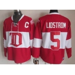 Detroit Red Wings #5 Nicklas Lidstrom Red Winter Classic Throwback CCM Jersey