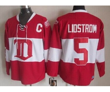 Detroit Red Wings #5 Nicklas Lidstrom Red Winter Classic Throwback CCM Jersey