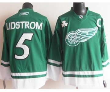 Detroit Red Wings #5 Nicklas Lidstrom St. Patrick's Day Green Jersey