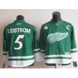 Detroit Red Wings #5 Nicklas Lidstrom St. Patrick's Day Green Kids Jersey