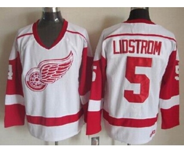 Detroit Red Wings #5 Nicklas Lidstrom White Throwback CCM Jersey