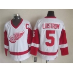 Men's Detroit Red Wings #5 Nicklas Lidstrom White CCM Vintage Throwback Jersey