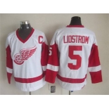 Men's Detroit Red Wings #5 Nicklas Lidstrom White CCM Vintage Throwback Jersey