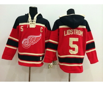 Old Time Hockey Detroit Red Wings #5 Nicklas Lidstrom Red Hoodie