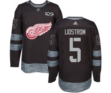 Red Wings #5 Nicklas Lidstrom Black 1917-2017 100th Anniversary Stitched NHL Jersey