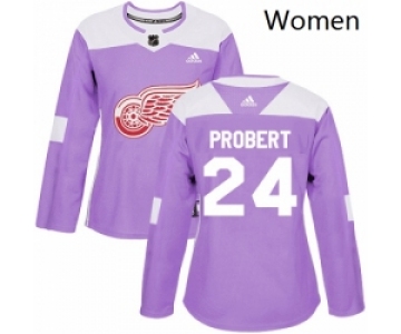 Womens Adidas Detroit Red Wings 24 Bob Probert Authentic Purple Fights Cancer Practice NHL Jersey