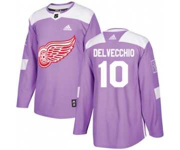 Adidas Red Wings #10 Alex Delvecchio Purple Authentic Fights Cancer Stitched NHL Jersey