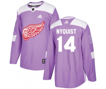 Adidas Red Wings #14 Gustav Nyquist Purple Authentic Fights Cancer Stitched NHL Jersey